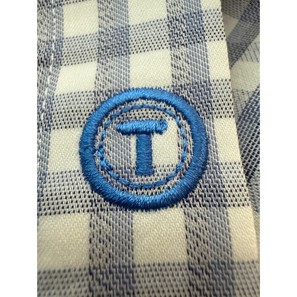 TWILLORY‎ Performance Tailored Fit Dress Shirt Blue/White Check Men's Sz L 34/35 - Picture 9 of 11